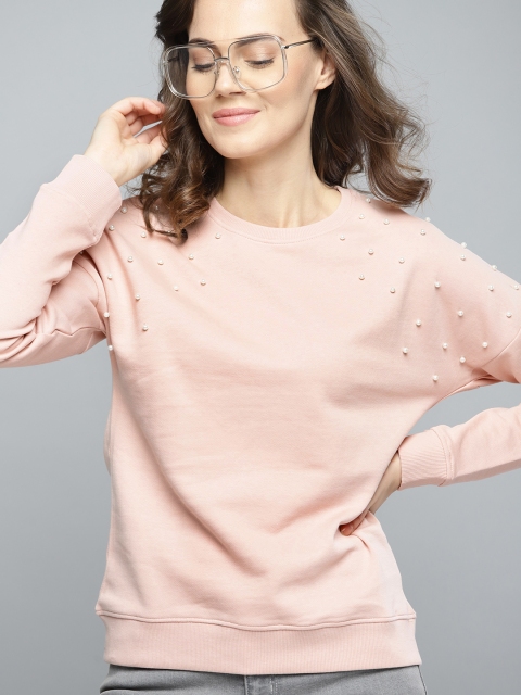 

Mast & Harbour Women Dusty Pink Embellished Sweatshirt
