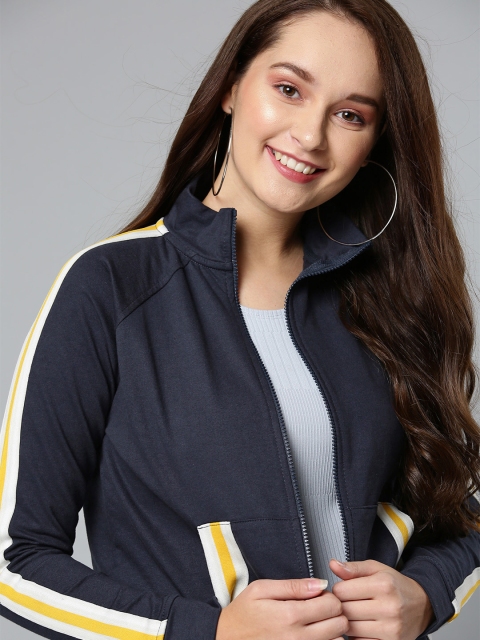 

Mast & Harbour Women Navy Blue Solid Sweatshirt