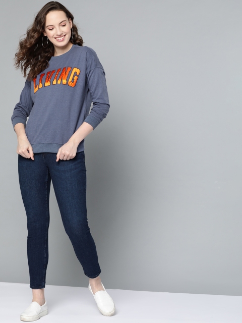 

Mast & Harbour Women Blue Solid Sweatshirt