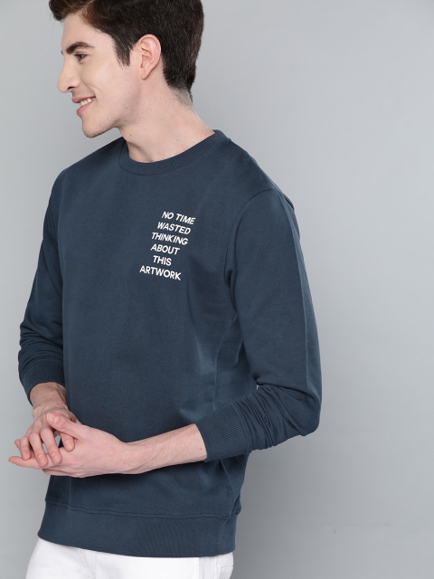 

Mast & Harbour Men Navy Blue Printed Detail Sweatshirt