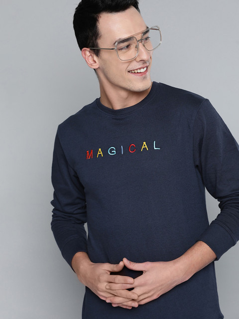 

Mast & Harbour Men Navy Blue Solid Sweatshirt