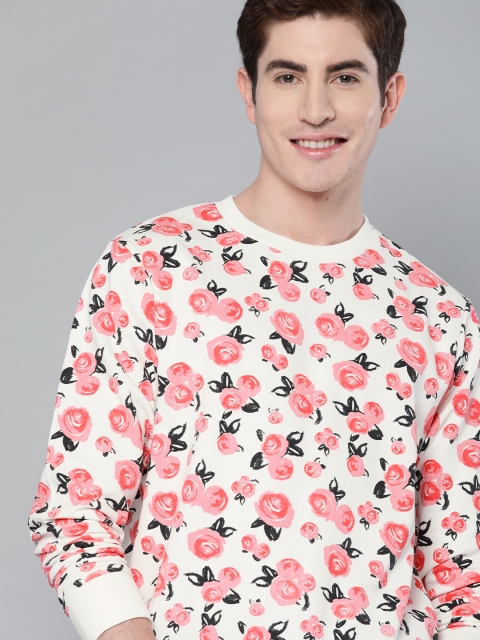 

Mast & Harbour Men White & Pink Printed Sweatshirt