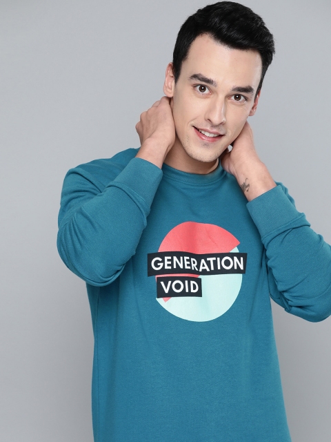 

Mast & Harbour Men Blue Printed Sweatshirt