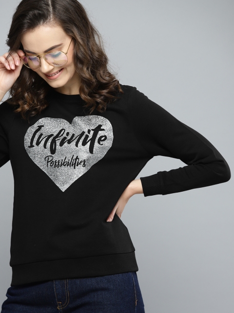 

Mast & Harbour Women Black Printed Sweatshirt