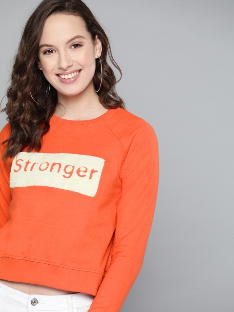 

Mast & Harbour Women Orange & Off-White Applique Detail Sweatshirt