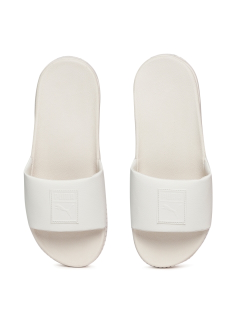 

Puma Women Off-White Self Design Platform Slide Sliders