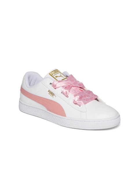 

Puma Women White & Pink Basket Heart Reinvent Colourblocked Sneakers