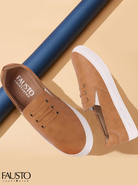 

FAUSTO Women Beige Slip-On Sneakers