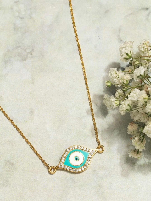 

Pipa Bella Gold Plated CZ Studded Amyra Evil Eye Sterling Silver Necklace
