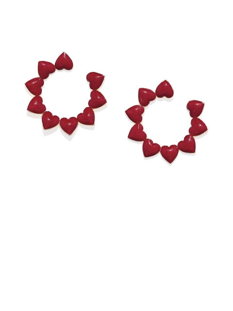 

Pipa Bella Gold-Plated & Red Heart Shaped Half Hoop Enamelled Earrings