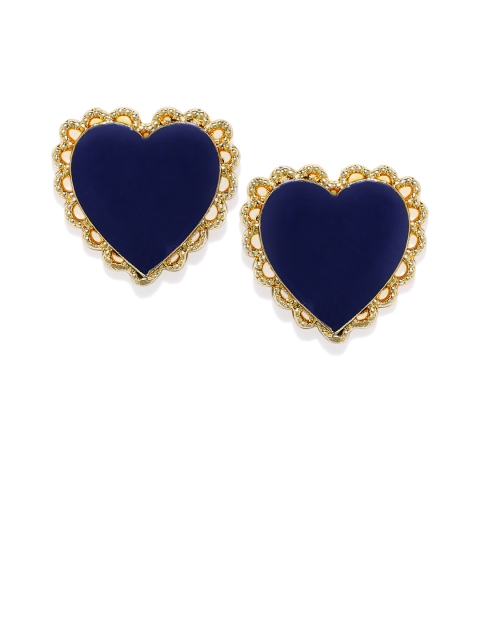 

Pipa Bella Women Gold-Toned & Blue Heart Shaped Studs