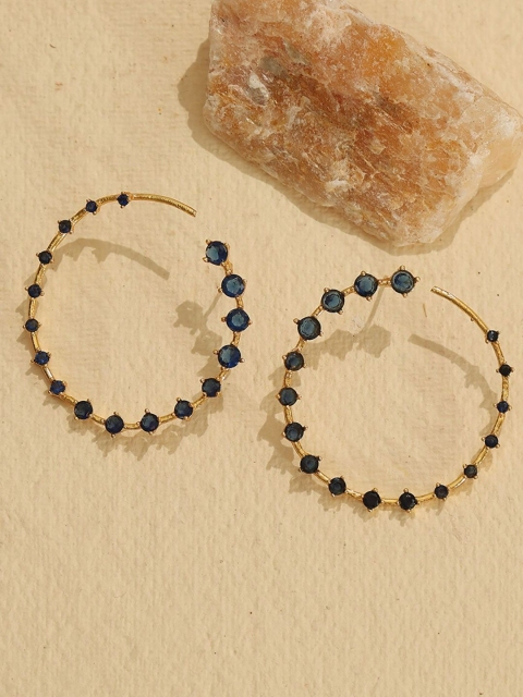 

Pipa Bella Gold-Toned & Blue Circular Hoop Earrings