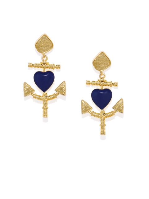 

Pipa Bella Women Gold-Plated & Blue Contemporary Drop Earrings