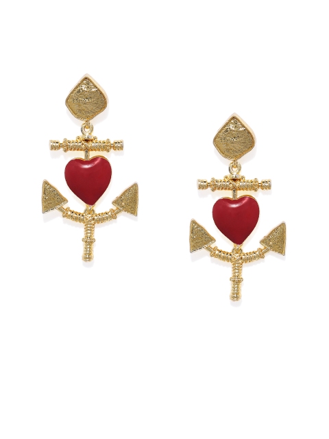 

Pipa Bella Gold-Plated & Red Heart Shaped Enamelled Drop Earrings