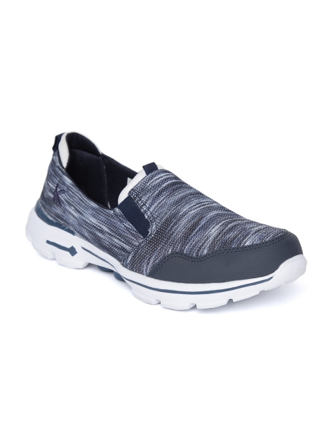 

KazarMax Men Navy Blue & White Patterned Slip-On Walking Sneakers