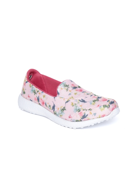 

KazarMax Women Pink & Green Printed Slip-On Walking Sneakers