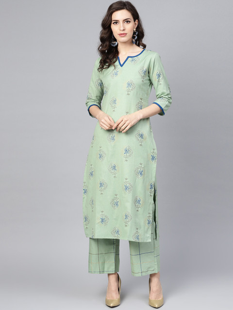 

Libas Women Green Printed Kurta with Palazzos