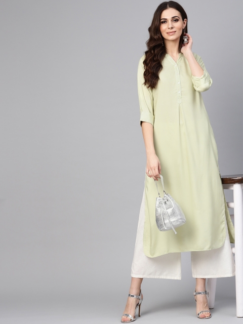 

Libas Women Green Solid Straight Kurta