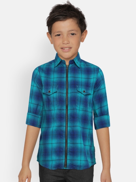 

Indian Terrain Boys Blue Regular Fit Checked Casual Shirt