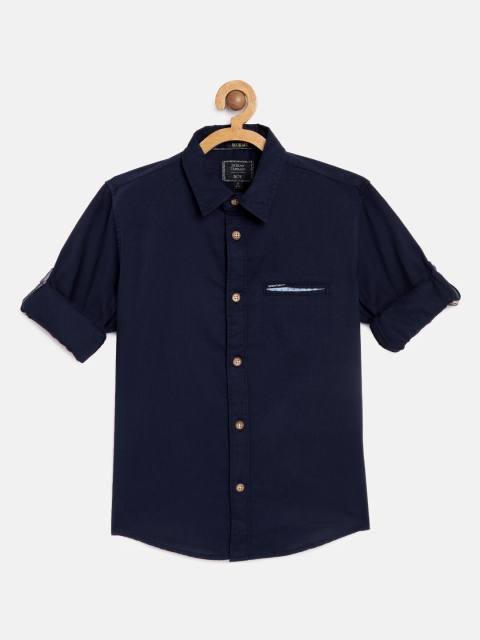 

Indian Terrain Boys Navy Blue Regular Fit Solid Casual Shirt