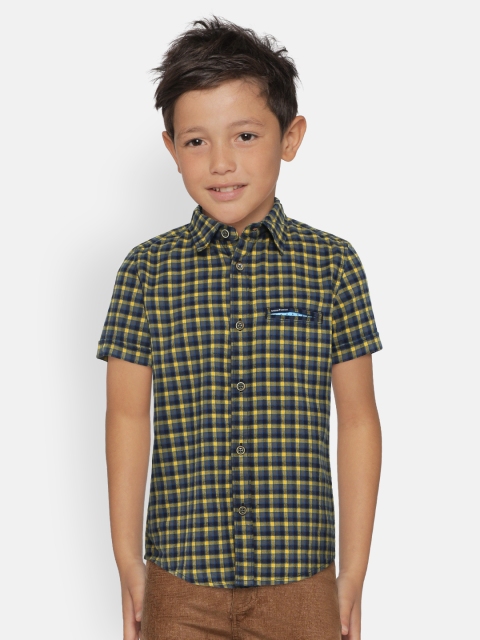 

Indian Terrain Boys Yellow & Grey Regular Fit Checked Casual Shirt