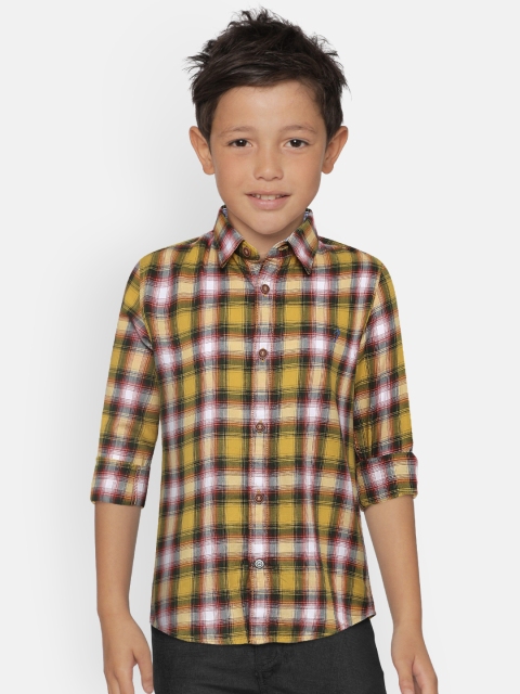 

Indian Terrain Boys Yellow Regular Fit Checked Casual Shirt