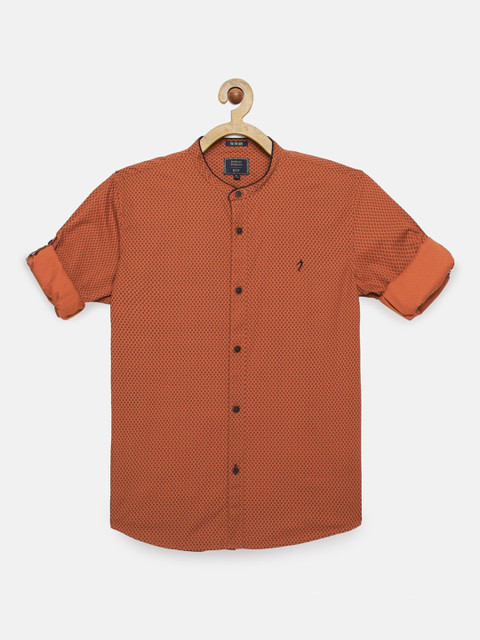 

Indian Terrain Boys Rust Brown Printed Cotton Regular Fit Casual Shirt