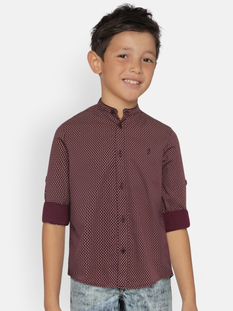 

Indian Terrain Boys Maroon Regular Fit Printed Casual Shirt
