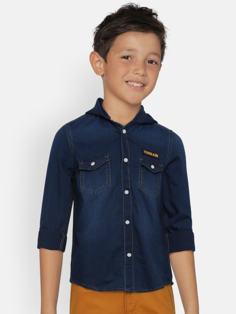 

Indian Terrain Boys Blue Regular Fit Faded Casual Chambray Shirt