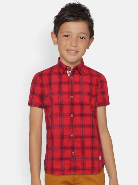 

Indian Terrain Boys Red Regular Fit Checked Casual Shirt
