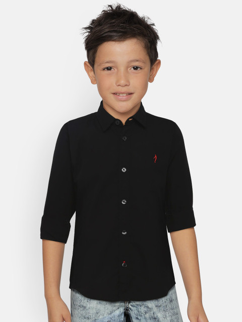 

Indian Terrain Boys Black Regular Fit Solid Casual Shirt