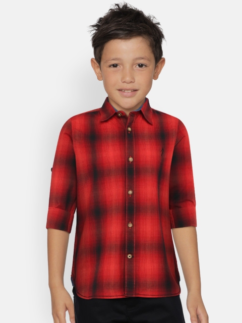 

Indian Terrain Boys Red & Black Regular Fit Checked Casual Shirt