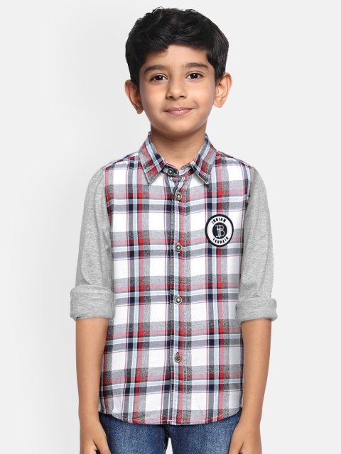 

Indian Terrain Boys Grey & White Checked Regular Fit Casual Shirt
