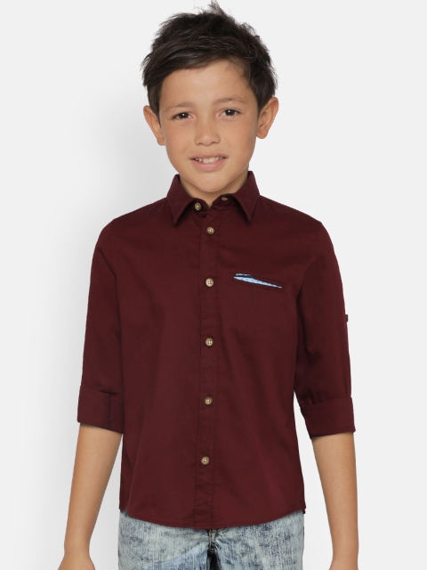 

Indian Terrain Boys Maroon Regular Fit Solid Casual Shirt