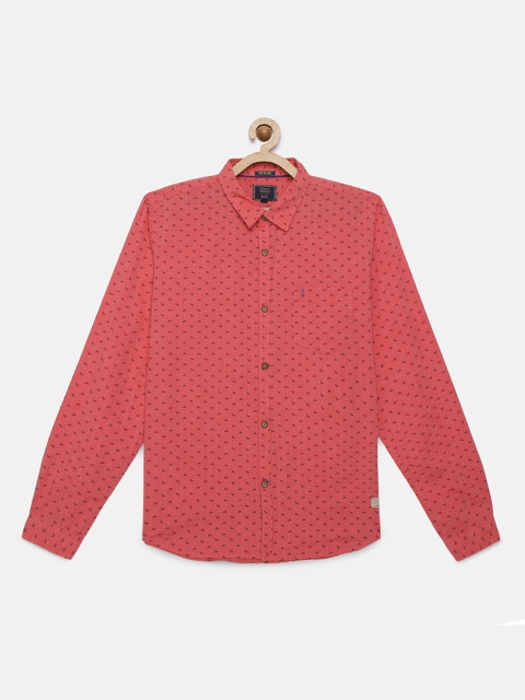 

Indian Terrain Boys Coral Red Regular Fit Printed Casual Shirt