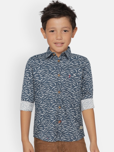 

Indian Terrain Boys Blue & White Regular Fit Printed Casual Shirt