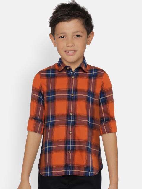 

Indian Terrain Boys Orange & Blue Regular Fit Checked Casual Shirt