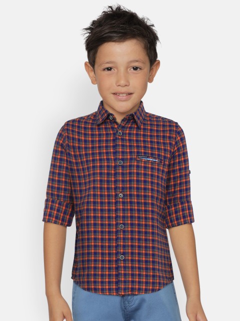 

Indian Terrain Boys Blue & Red Regular Fit Checked Casual Shirt