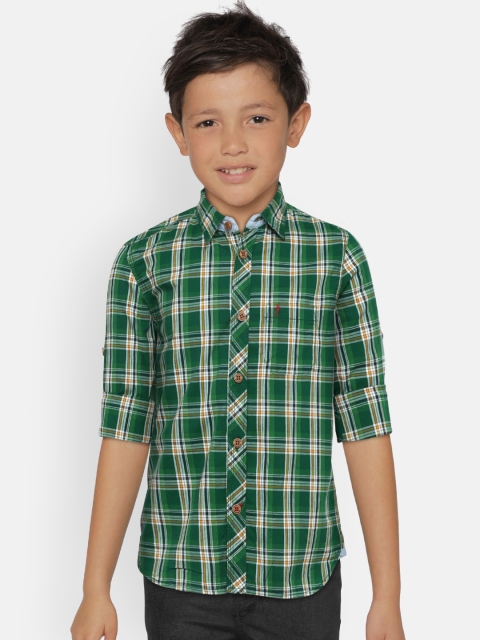 

Indian Terrain Boys Green Regular Fit Checked Casual Shirt