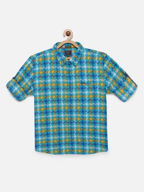 

Indian Terrain Boys Blue & Yellow Checked Cotton Regular Fit Casual Shirt