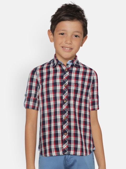 

Indian Terrain Boys Red & Navy Blue Regular Fit Checked Casual Shirt