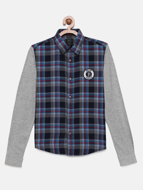 

Indian Terrain Boys Blue & Grey Regular Fit Checked Casual Shirt