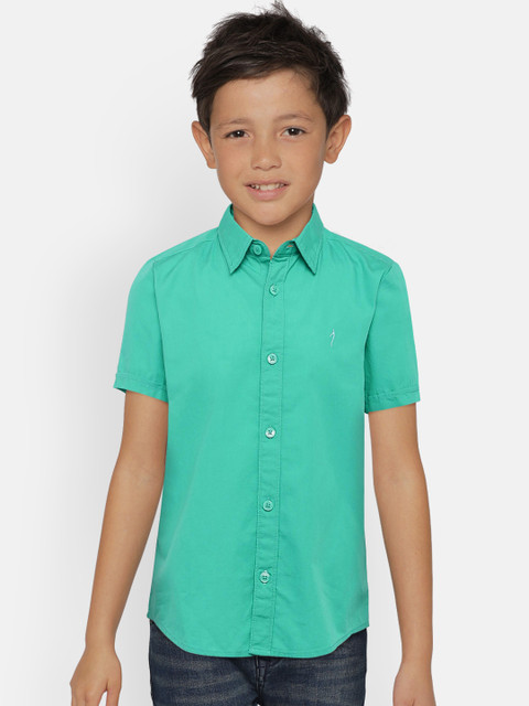 

Indian Terrain Boys Green Regular Fit Solid Casual Shirt