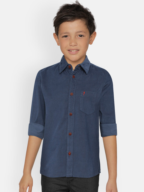 

Indian Terrain Boys Blue Regular Fit Solid Corduroy Casual Shirt