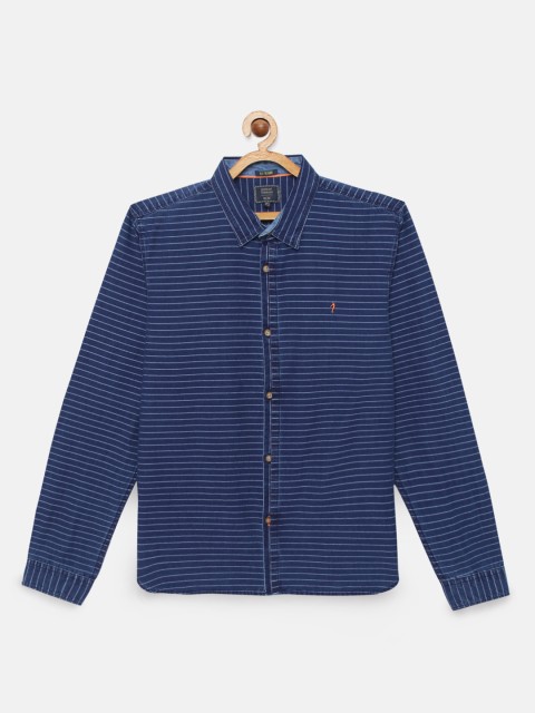 

Indian Terrain Boys Blue Striped Cotton Regular Fit Casual Shirt