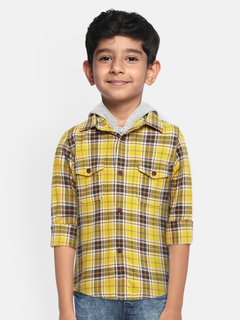 

Indian Terrain Boys Yellow Regular Fit Checked Casual Shirt