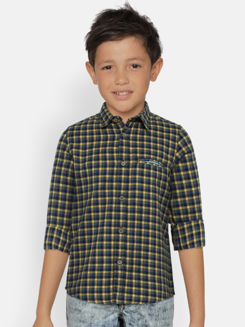 

Indian Terrain Boys Black & Yellow Regular Fit Checked Casual Shirt