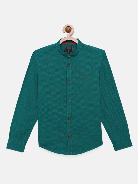 

Indian Terrain Boys Teal Green Regular Fit Printed Casual Shirt