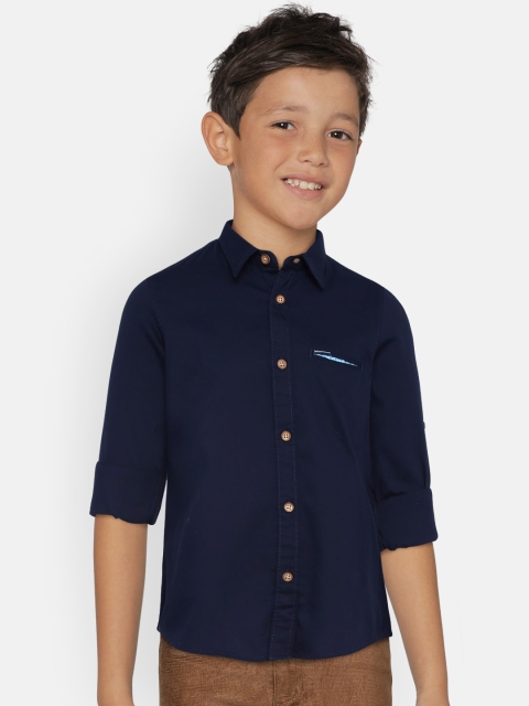 

Indian Terrain Boys Navy Blue Regular Fit Solid Casual Shirt