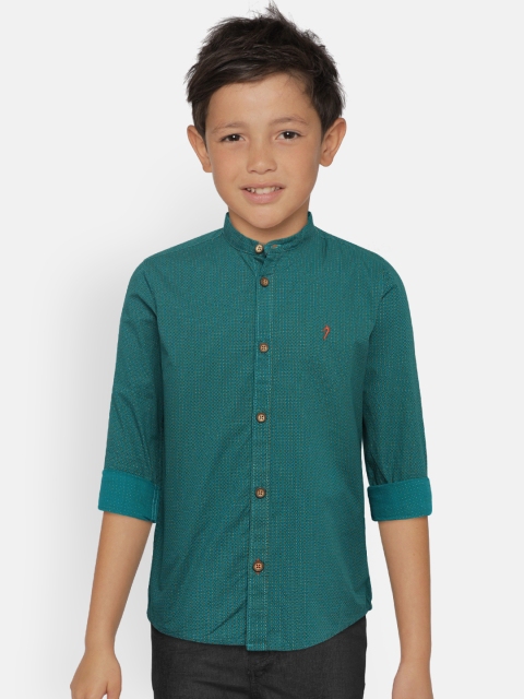 

Indian Terrain Boys Teal Green Regular Fit Printed Casual Shirt